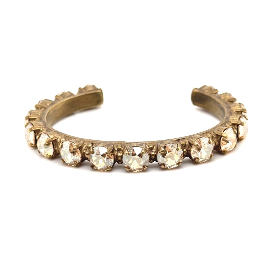 Sorrelli Antique Gold Tone Champagne Crystal Open Cuff Bracelet
